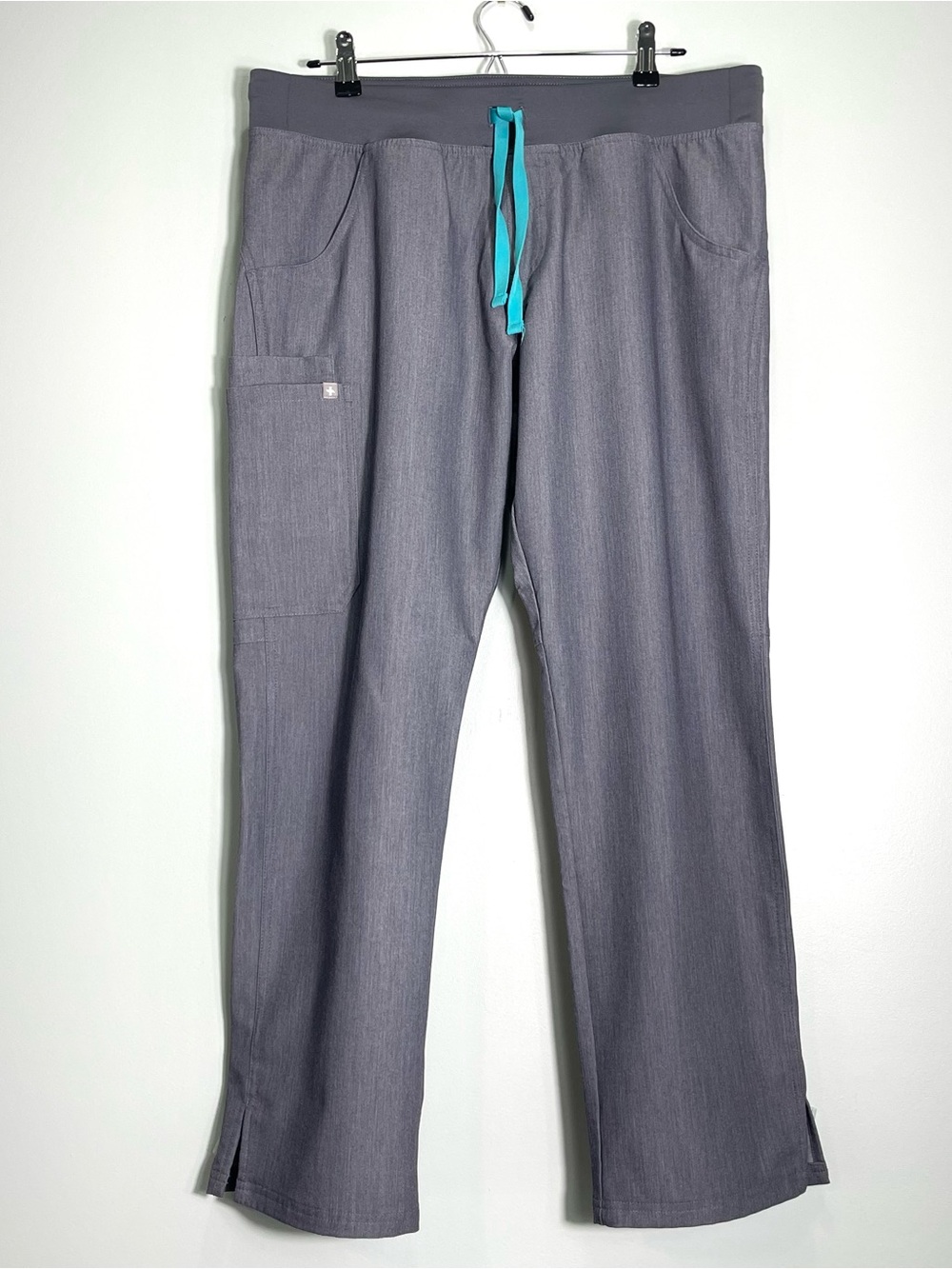 FIGS Women's Scrub Gray Pants Technical Collection Poly Waistband Large Petite